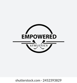 a white background with a round circle that says empowered athletics logo