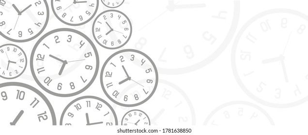 white background with round wall clocks.