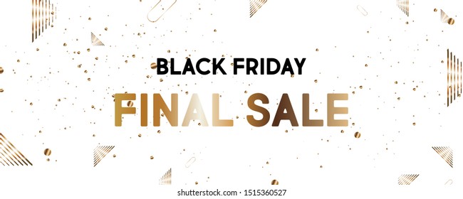 White background background Sale Black Friday gold inscription banner