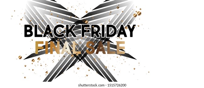 White background background Sale Black Friday gold inscription banner