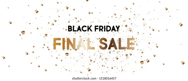 White background background Sale Black Friday gold inscription banner. Universal convenient banner