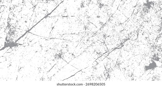 White background with scattered grey distressed grunge texture and abstract linear cracks vector