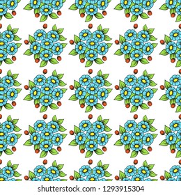 White background with seamless daisy flowers pattern bright colors