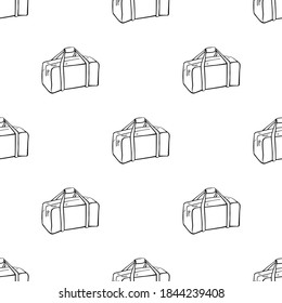 White background. Seamless pattern of hockey bags. Endless sports vector illustration.