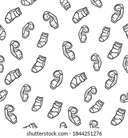 White background. Seamless pattern of hockey elbow pads. Endless sports vector illustration.