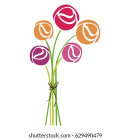 white background with set of abstract roses vector illustration