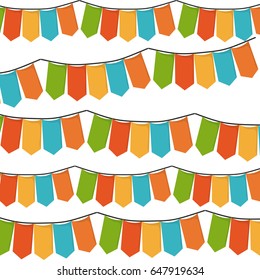 white background with set of colorful festoons in shape of rectangles vector illustration