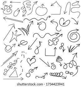 white background, set of drawn arrows