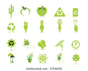 white background with set of glossy icons, vector illustration