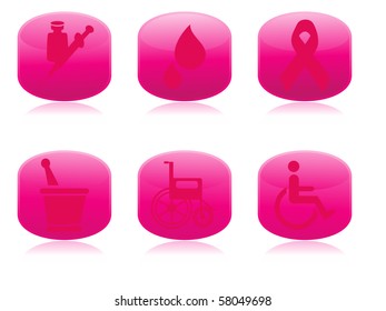 white background with set of glossy icons, vector illustration