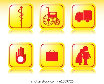fondo blanco con conjunto de iconos brillantes, ilustración vectorial