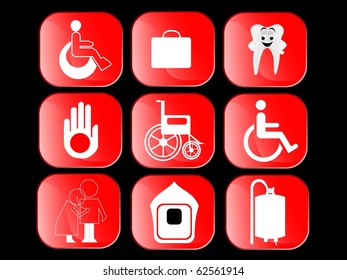 white background with set of glossy icons, vector illustration