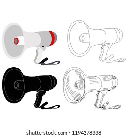 white background, set of loudspeaker, sketch, silhouette