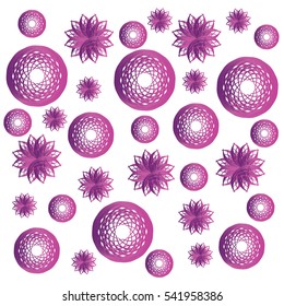 White background with a set of purple Christmas stars and globes
