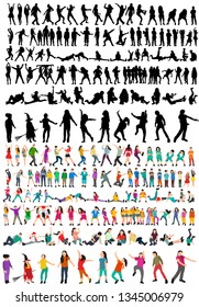 white background set of silhouettes of dancing people