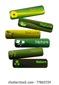white background with set of six nature concept header, vector illustration