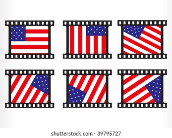 white background with set of stamp us flag