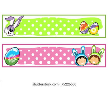 white background with set of two easter day banner, vector illustration