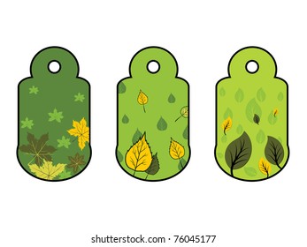 fondo blanco con un conjunto de dos etiquetas de color verde