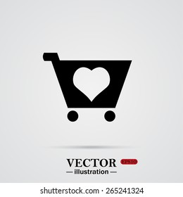 White background with shadow.   Favorite products. Favorite purchase. Heart.  put in shopping cart , vector illustration, EPS 10