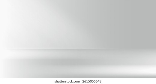White Background with Shadow on Studio Room for Product Presentation,Vector Light Overlay on Wall Grey Texture Surface,Light Effect from Window and Tree with Nature Line Pattern for Spring,Summer 