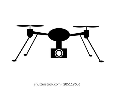 White background with shadow. Quadrocopter. icon. vector design