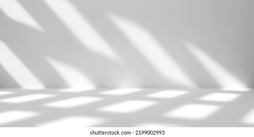 White background with shadows and sunlight.Studio banner.Design room.Vector illustration.