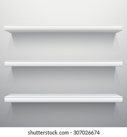 White background shelves with light from the top