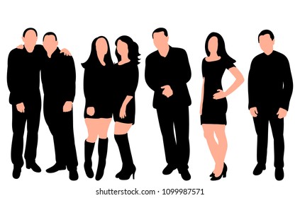 white background silhouette of a crowd of people