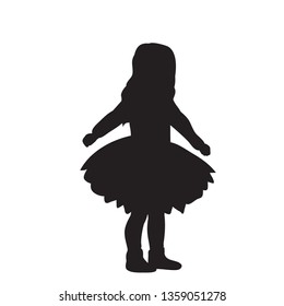 white background, silhouette of a dancing child girl