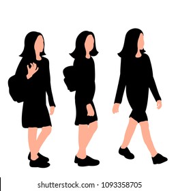 white background, silhouette girl goes, set
