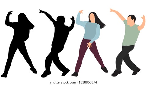 white background silhouette people dancing