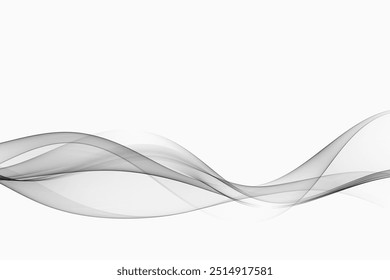 Fundo branco com ondas de prata. Onda transparente de prata abstrata.