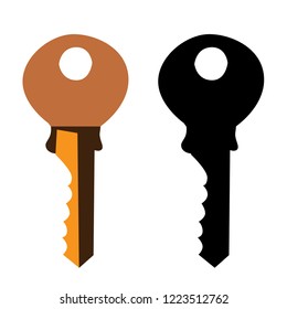 white background, simple door key