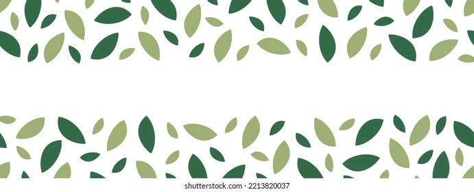 White background with a simple frame of green leaves in a naive style. Decorative botanical rectangular vector illustration for placing text, inscriptions, congratulations, etc.