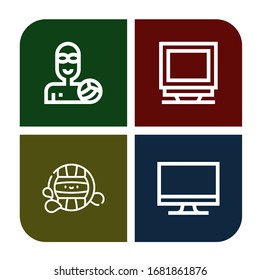 white background simple icons set. Contains such icons as Waterpolo, Monitor, can be used for web, mobile and logo