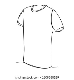 white background, a single line drawing of a t-shirt