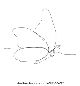 white background, single line drawing of a butterfly