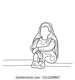  white background sketch of a child sitting