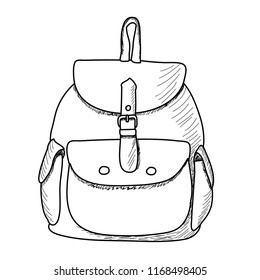 white background sketch of a hand-held backpack
