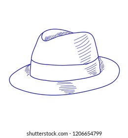 white background, sketch with a handle of a man's hat