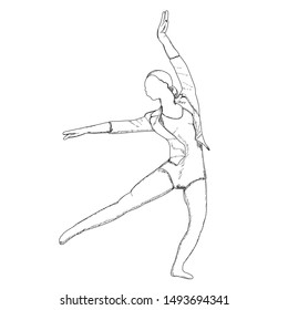 a white background, sketch with lines, dancing girl