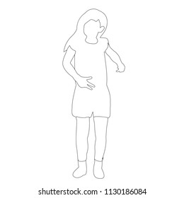 white background, sketch, outline child dancing