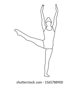 white background, sketch, outline dancing girl, dance