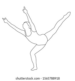 white background, sketch, outline dancing girl