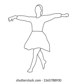 white background, sketch, outline dancing girl, dance