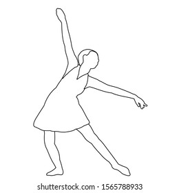 white background, sketch, outline dancing girl, dance