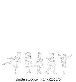 white background, sketch people dancing