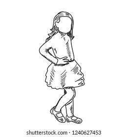 white background, sketch, simple lines baby, girl