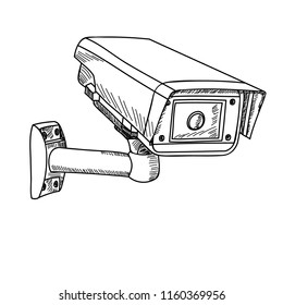 white background, sketch of video surveillance